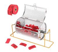 Tambour de tombola, Tambour de loterie avec 500 Tickets Billets, Tube de loterie Roulant, Cage de Bingo avec Support, Panier de tombola, pour Jeux de société, événements, (1 lot)