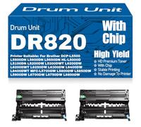 Tambour d'imagerie Compatible DR820 pour Brother DCP-L5500 L5500DN L5600DN L5650DN HL-L5000D L5100DN L5200DW L5200DWT L6200DW L6200DWT L6250DW L6300DW L6400DW L6400DWT,2PC-Black