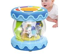 Tambour Éducatif Lumineux Et Musical - Jouet Rampement Rotatif Carrousel | Percussion Interactive Bébé | 10x10x11cm ABS, Sonore avec 3 Airs, pour Nourrissons Dès 12 Mois, Piles Non Fournies