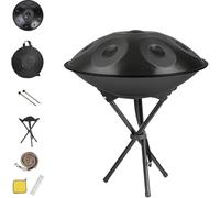 Tambour En Acier - 9/10/12 Notes En Ré Mineur Kurde Instrument De Tambour Handpan, 432/440 Hz, Instruments De Musique À Percussion Ensemble De Tambour À Main(Black,432HZ/9Note)