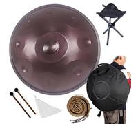 Tambour en Acier Handpan pour Méditation Sonore - Tambour à Main Instrument Ré Mineur 9/10/12 Notes avec Sac de Transport, Support et Mailloches(Purple,432HZ/10Note)
