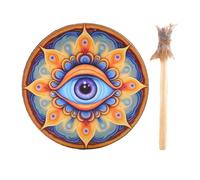 Tambour en bois, couleur rétro, percussion chamanique | Shaman Tambour à main ethnique Instrument de musique pour musique spirituelle, méditation, yoga, relaxation