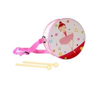 Tambour en bois pour enfant - Instrument de musique pour tout-petits - 15 cm - Avec bandoulière réglable et maillets - Jouet de rythme pour filles de 2 à 5 ans - Pour crèche et maison