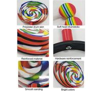 Tambour en forme de sucette avec maillet de couleur arc-en-ciel Instruments de musique et de rythme Jouets pour enfants et bébés Cadeau