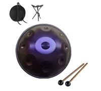 Tambour en main acier 440Hz, 9/10/12 Notes Instrument De Percussion De 56cm avec Trépied, tambour handpan pour La Méditation, Le Yoga Et La Guérison Sonore(Dark purple,12 Notes)