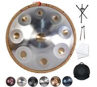 Tambour Enfant, Handpan Drum 432Hz/440Hz, 9/10/12 Notes Hand Pan Drum en Acier, Instrument de Musique Percussion de 46/56cm avec Trépied, pour la Méditation, le Yoga(Yeux dorés,432HZ/22inch/10Note)