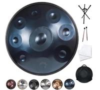 Tambour Enfant, Handpan Drum 432Hz/440Hz, 9/10/12 Notes Hand Pan Drum en Acier, Instrument de Musique Percussion de 46/56cm avec Trépied, pour la Méditation, le Yoga(Bleu,432HZ/22inch/12Note)