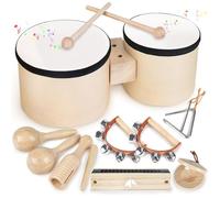 Tambour Enfant Jouet Enfant Montessori en Bois - Cadeau Musical pour 2-5 Ans
