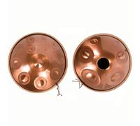 Tambour handpan, 22 pouces, 18 notes en ré mineur 440 Hz | Accordage manuel, acier au carbone, 56 cm, sac de transport et support, convient à la méditation, aux festivals(GOLD)