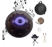 Tambour Handpan 22 Zoll, 9/10/12 Töne 432/440Hz Handpan Tambour à main en acier avec sac à main souple, 2 maillets, support pour poêle à main, Sound Performance(Deep Purple,432HZ/9Note)