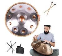 Tambour Handpan 432/440 Hz, 22 Pouces 9/10/12 Notes Instrument À Percussion En Acier De Tambour À Main, Handpan Pour Adultes En Ré Mineur, Pour Sonothérapie, Méditation(Gold+Silver,9 notes(440hz))