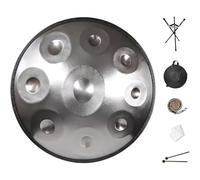 Tambour Handpan 432 Hz/440 Hz, 9/10/12 Notes Ensemble Tambour À Main En Acier, Instrument De Percussion De Concert 22 Pouces, Pour La Méditation, Le Yoga Et La Sonothérapie(Silver,432HZ/12Note)