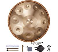 Tambour Handpan 55cm 10 notes ré mineur - Tambour à main instrument avec baguette - Haute qualité sonore - Idéal pour les amateurs de musique