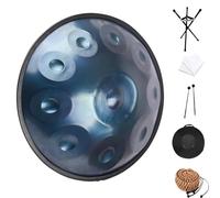 Tambour Handpan En Acier - Harmonic Tambour À Main 22 Pouces, Tambour À Main En Ré Kurde Mineur 9/10/12 Notes 432 Hz/440 Hz Instruments De Percussion Handpan, Instrument Hand Pan Pour Adultes(BLUE-10