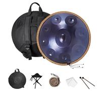 Tambour Handpan pour Adultes, 432Hz/440Hz 9/10/12 Notes, 22 Inches Steel Drum avec Maillets et Support, Idéal pour la Méditation Yoga Guérison Sonore Débutants/Adulte(Deep Purple,440HZ/9Note)