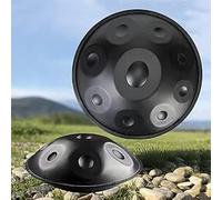 Tambour Handpan professionnel de 22 pouces, instrument percussion 12/10/9 tons en ré mineur, 432 Hz 440 | Support, étui, maillets/Langue acier | for studio, scène, thérapie(Black,432HZ/9Note)