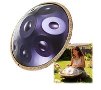 Tambour Handpan Steel Tongue Drum 9/10/12 Notes 56cm 440Hz 432Hz Handpan Drum Instrument Tambour À Langue en Acier en Ré Mineur, pour Méditation Yoga(Violet foncé,440 Hz/9 notes)