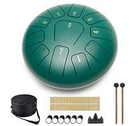 Tambour Handpan Steel Tongue Drums à 11 Tons Instrument à Percussion en Acier de 10 Pouces Tambour à Main avec Sac, idéal pour la Méditation,Yoga,Performances,Education (Vert)