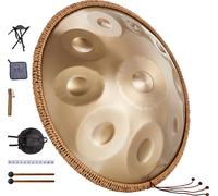 Tambour Handpan SucceBuy, 22 pouces 10 notes D mineur en acier, instrument 432 Hz avec mailloches, support et sac de transport, percussions sonores curatives pour adultes et débutants