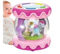Tambour musical lumineux éducatif - Jouet à ramper rotatif carrousel | Instrument interactif électrique pour | 10 x 10 x 11 cm ABS, sons et 3 mélodies, pour à partir de 12 ans, piles non