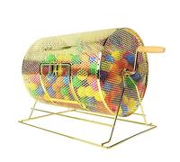Tambour professionnel plaqué laiton avec poignée tournante en bois pour bingo, urne, tombola, ticket de loterie manuel pouvant contenir 2 500 tickets