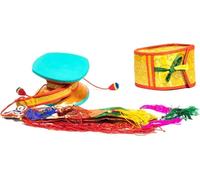Tambour rituel mystique Damaru avec couverture -- 13x11x7 cm