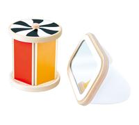HaPe International Tambour rotatif miroir Montessori – Jouet éducatif en bois, sensoriel, Rouge