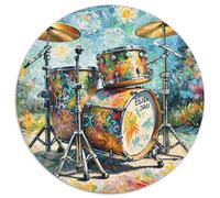 Tambour Set 1000 Piece Puzzle Rond, pour Enfants Adulte De Forme Irrégulière, Décoration pour Enfants Cadeau 12 Ans De Qualité Supérieure 1000pcs (67.5x67.5cm)