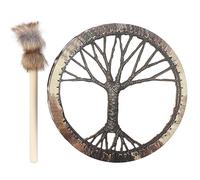 Tambour Shaman Tambour chamanique fait à la main Tambour sibérien en bois décoratif avec baguette de tambour pour les amateurs de musique (Déesse)
