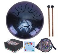 Tambour Zen à Main 5.5 pouces Steel Tongue Drum en Acier - Son Éthéré Clair, Portable avec Maillet et Pochette - Percussion Handpan Idéal Enfant, Méditation et Relaxation (Ciel bleu)