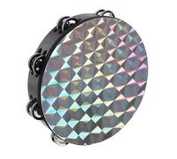 Tambourin à double rangée de 8 pouces/10 pouces, tambour à main en bois à motif réfléchissant laser en forme de losange(8 inch)