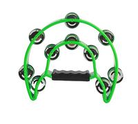 Tambourin à main à double rangée avec cloches plaquées, instrument de musique à percussion pour orchestre d'harmonie, fête de mariage, bar, KTV, célébration, carnaval, fabriqué en (Green)