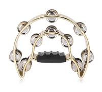 Tambourin à main à double rangée avec cloches plaquées, instrument de musique à percussion pour orchestre d'harmonie, fête de mariage, bar, KTV, célébration, carnaval, fabriqué en (Yellow)