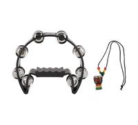 Tambourin à Main Demi - Lune, Instrument de Percussion avec Cloches en Métal, Noir - Construction Robuste, Poignée Ergonomique, Parfait pour Fête et Concert
