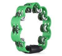 Tambourin à main, doubles jingles en métal, tambour à percussion à main en dentelle ondulée, instrument multicolore à manivelle pour la maison, les fêtes, les groupes (Verte)