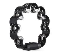 Tambourin à main, doubles jingles en métal, tambour à percussion à main en dentelle ondulée, instrument multicolore à manivelle pour la maison, les fêtes, les groupes (Noire)