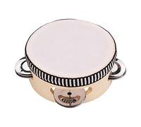 Tambourin à main en bois de 10,2 cm avec jingles en métal à une rangée en polyester, timbrel musical pour adultes et enfants, divertissement, danse, fête chantante