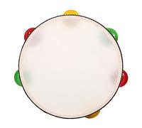 Tambourin à main en bois de 20,3 cm avec une seule rangée de 6 cymbales en métal, clochette, instrument de percussion musical pour enfants et adultes, pour l'église, le karaoké, les jeux de fête