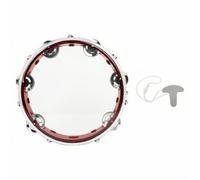 Tambourin à Main Jouet en Tissu Instrument Percussion Cadre Arrondi Poli avec Cymbalettes Système Auto-accordable Construction Plastique Métal, Rouge