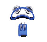 Tambourin à Pied Hochets de pied à Percussion for fête, boîte tambourin elliptique, compagnon tambour avec cymbale Double rangée, Instrument musique Pour pédale de grosse caisse(Blue)