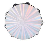 Tambourin de 10 pouces à main avec double rangée de cymbalettes, tambourin, instrument de percussion en ABS réfléchissant avec clochettes en acier inoxydable, pour enfants et