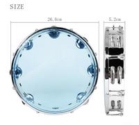 Tambourin de 25,4 cm avec design transparent et grelots en acier inoxydable pour des expériences musicales captivantes (cuir bleu)