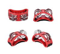 Tambourin de Pied Tambour compagnon Jingle accessoire Instruments à Percussion main pied tambourin tambour Shaker(Red)