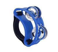 Tambourin de Pied Tambourin à pied en métal, clochette, boîte instruments de Percussion Portable, compagnon tambour, jouets musicaux, cymbales aux couleurs arc-en-ciel(Blue)