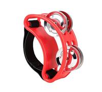 Tambourin de Pied Tambourin à pied en métal, clochette, boîte instruments de Percussion Portable, compagnon tambour, jouets musicaux, cymbales aux couleurs arc-en-ciel(Red)