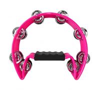 Tambourin demi-lune à une rangée avec grelots en métal - Instrument de percussion portable pour adultes - Pour fête d'église, karaoké, rose
