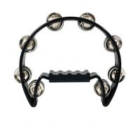 Tambourin demi-lune à une rangée avec grelots en métal - Instrument de percussion portable pour adultes - Pour fête d'église, karaoké, noir