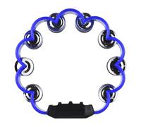 Tambourin en Métal Jingles à la Main Percussion Sonore à Manivelle Cloche Anneaux Instruments Maison École Fête Fournitures Double Jingles Tambourin pour Adultes (Bleu)