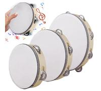Tambourin Enfant,Set De 3 Tambourins À Main Pour Musiciens Adultes - Instruments De Percussion En Bois Pour Débutants, Festivals, Éducation Musicale Et Spectacles