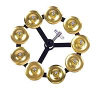 Tambourin Hi Hat avec cymbales en acier pour rythmes musicaux et événements 15,5 cm Doré